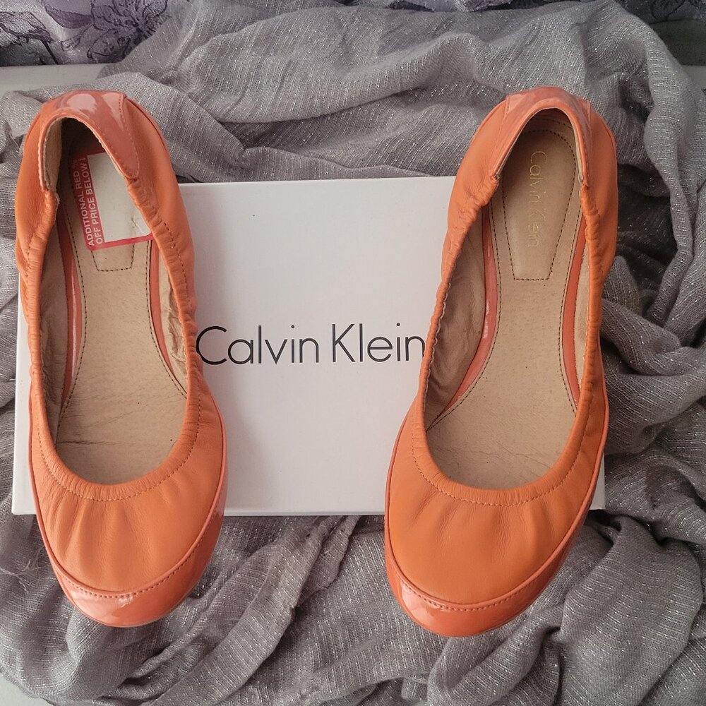 Anabelle Sheep Nappa Patent Tangerine Ballerina